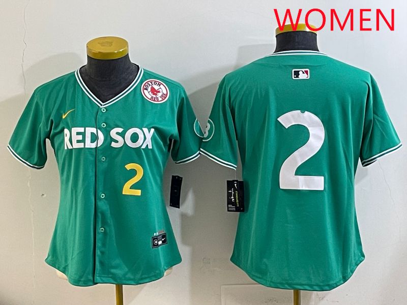 Women Boston Red Sox #2 No Name Green Joint Name Nike 2025 MLB Jersey style 7